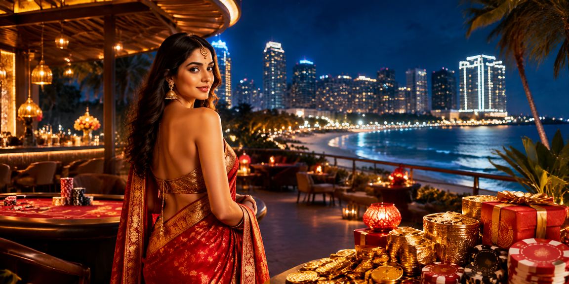 Teen Patti online game with players wearing traditional saree in India