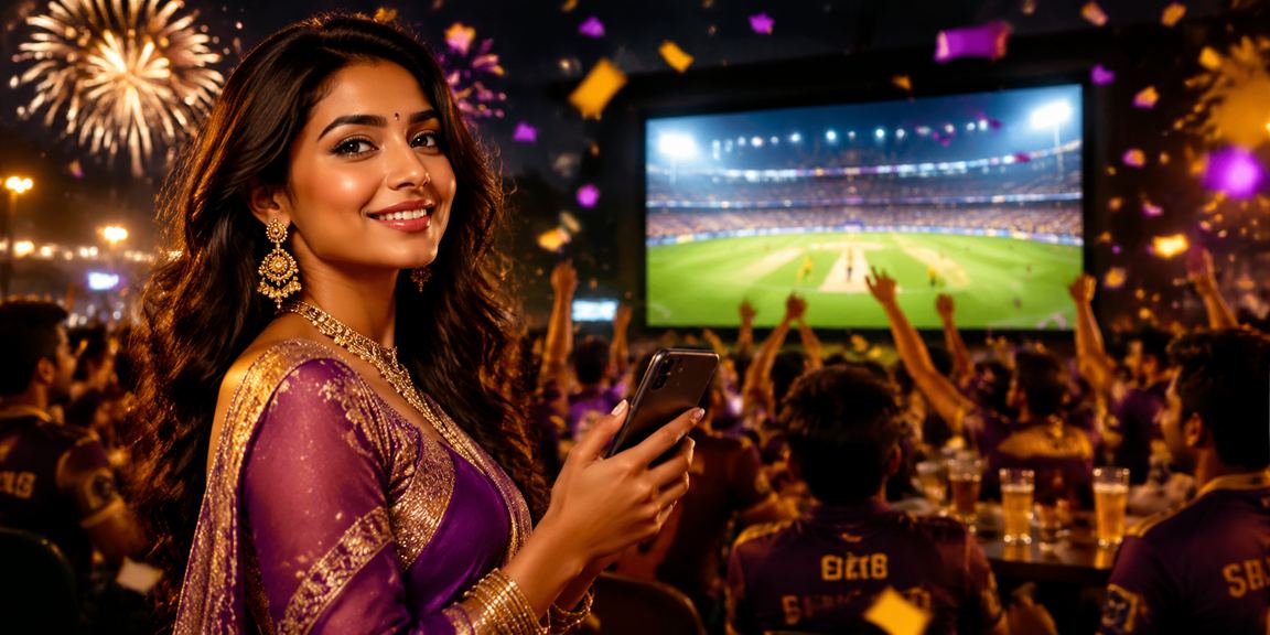 Crowd watching cricket match with lottery and betting theme