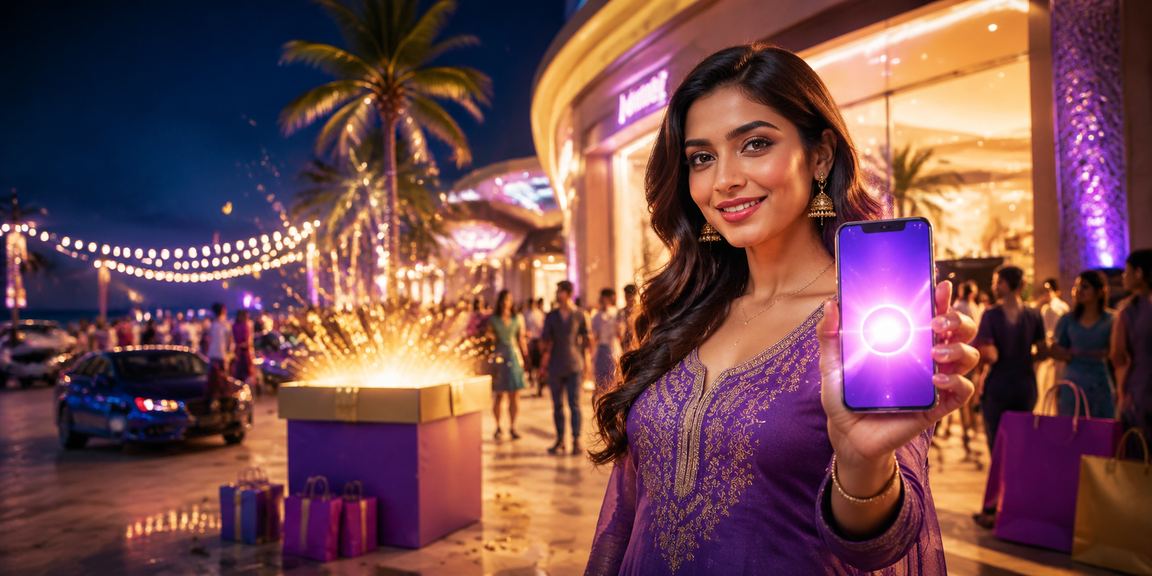 Closeup of Indian woman using mobile for online payment