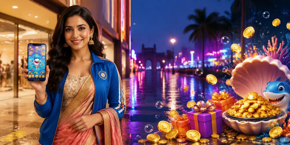 Players enjoying rummy on mobile with Mumbai city neon lights